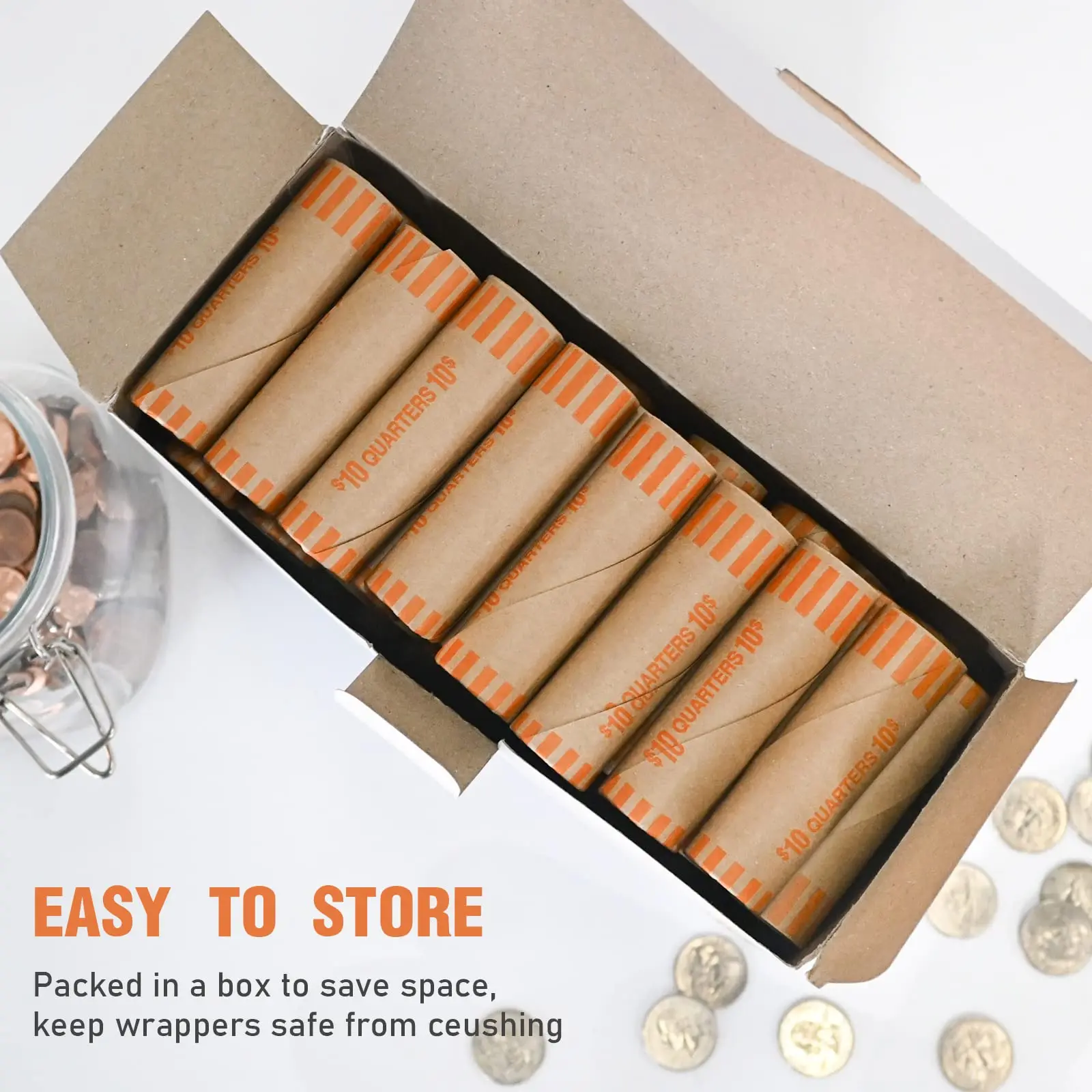 NATURALABEL Preformed Coin Wrappers Rolls-Penny/ Nickel/ Dime/ Quarter/ Dollar Coin Wrappers Sturdy