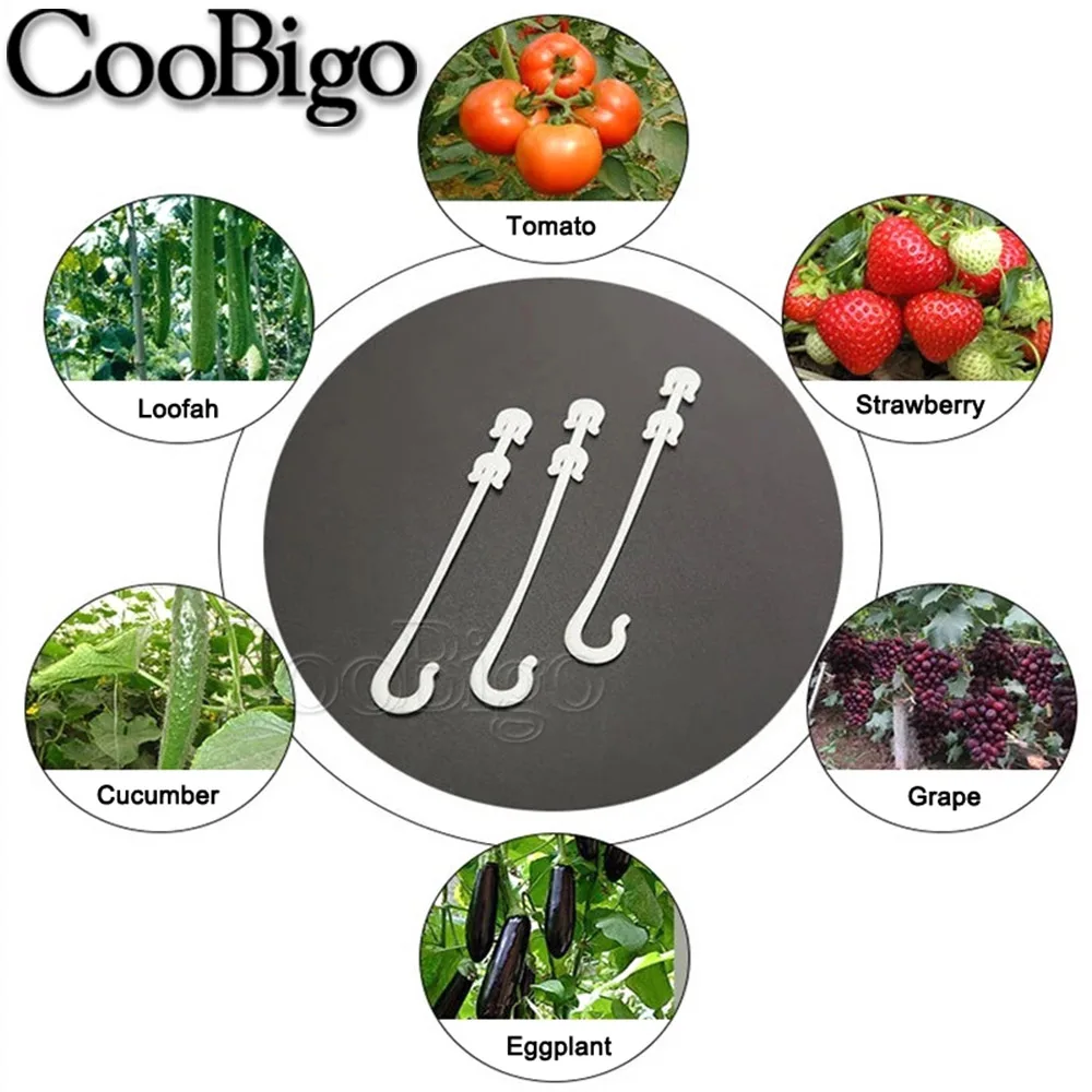 100pcs Plant Tomato Support Ear Hook Clip Plants Trellis Garden Vegetable Patch Fruit J Shaped Hooks Gardening Supplies Plastic plant clips plastic plant clips