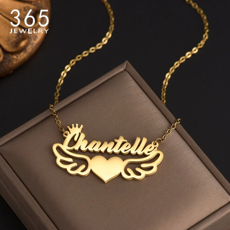 

365 Multiple Styles Personalized Name Necklaces Stainless Steel Hearts Custom Name Girls Pendants Women Charming Choker Jewelry