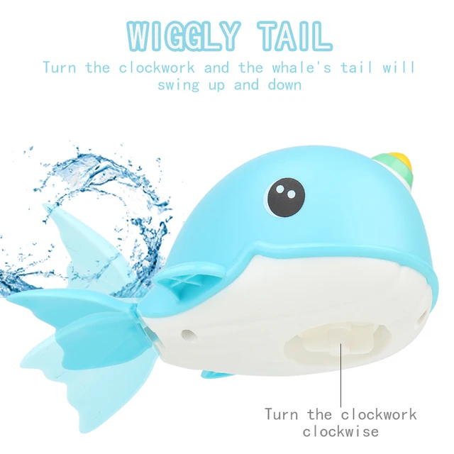 Children Clockwork Toy Baby Bath Shower Wind Up Submarine Water Gun Boat Whale Carp Wagging Tail Swimming Pool Summer Moving Toy 2
