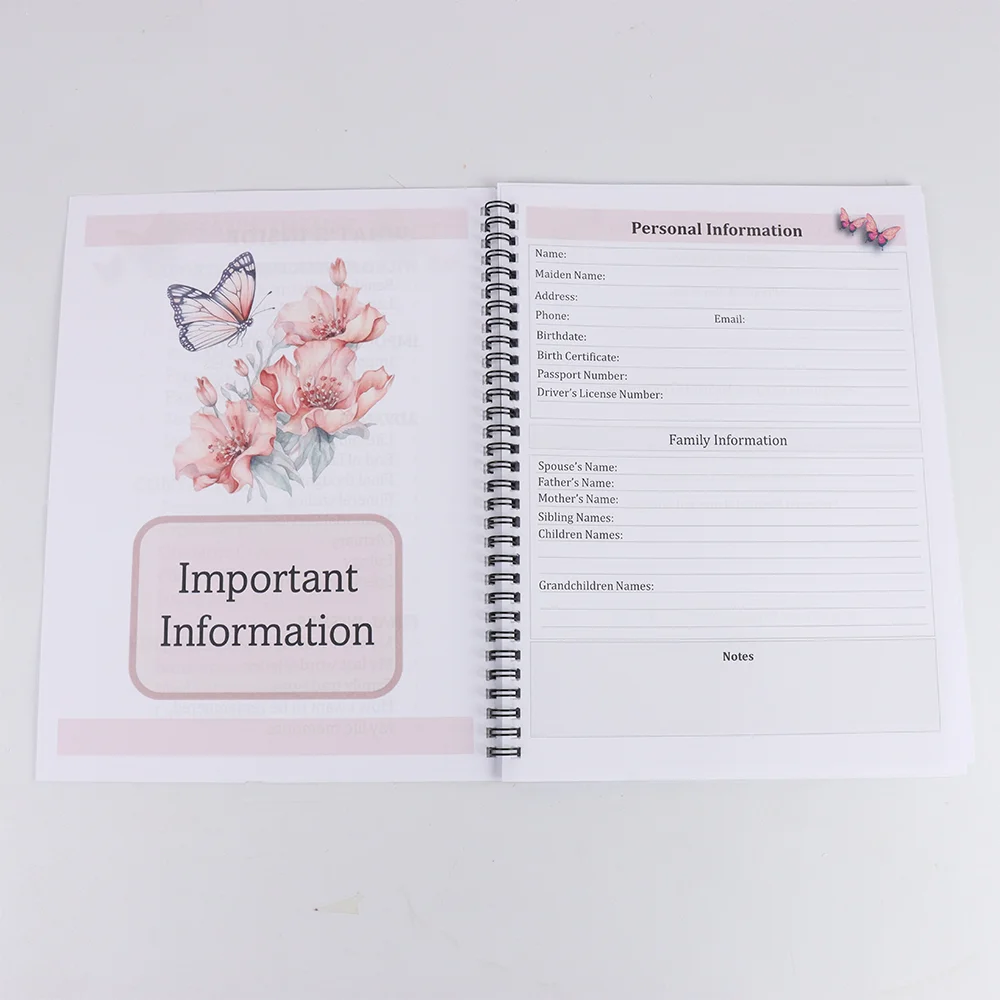 vintage design planner End of life planner guide to organizing property insurance important documents written in Eng