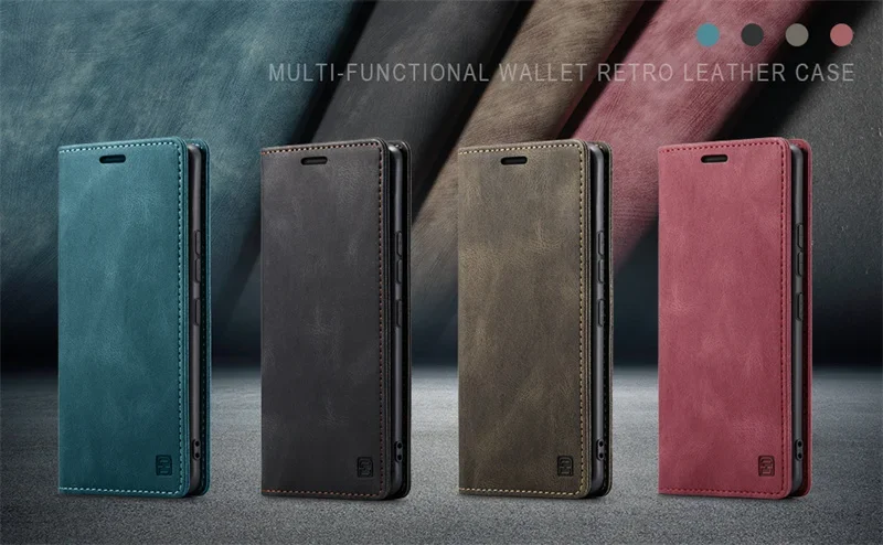 Premium Magnetic Leather Flip Wallet Phone Case with Card Holder