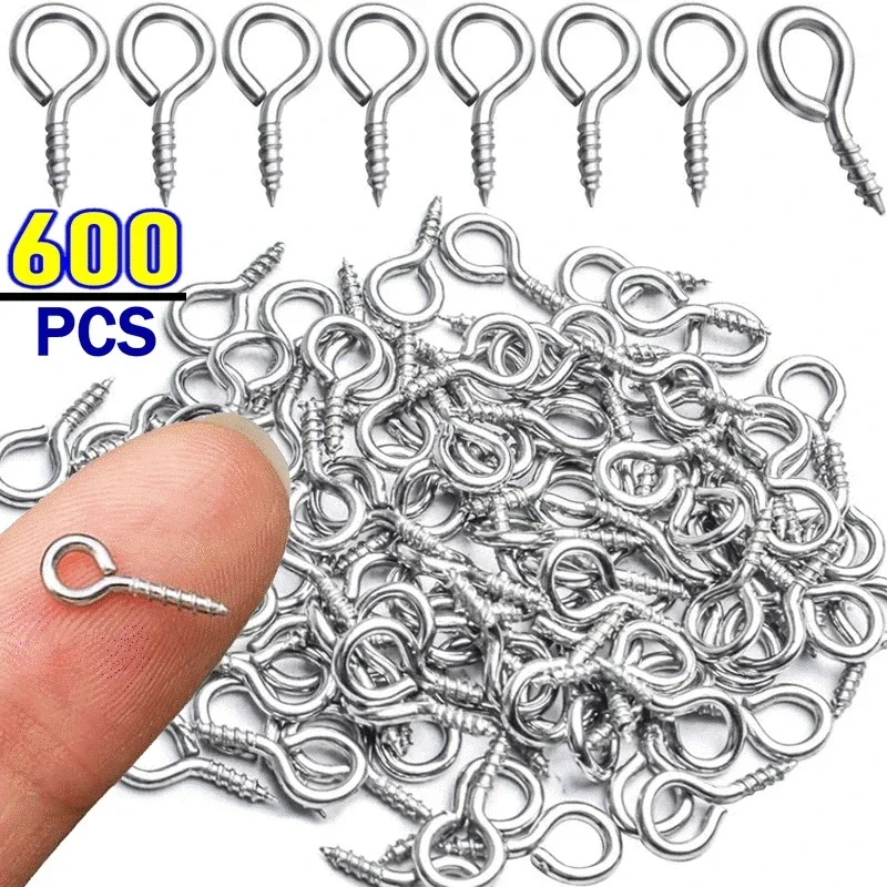 600/300pcs 스테인레스 스틸 작은 미니 눈 핀 Eyepins 후크 Eyelets 나사 스레드 후크 액세서리 만들기위한 보석 결과