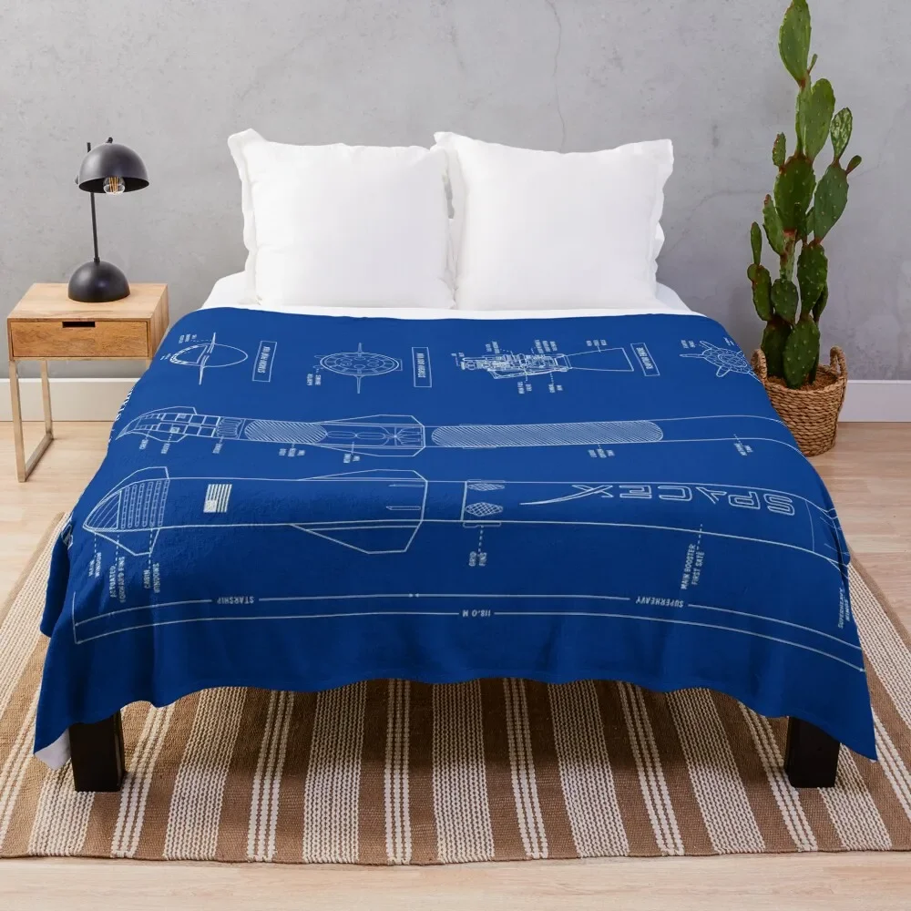 

SpaceX: Starship & Super Heavy (White Stencil - No Background) Vertical Throw Blanket Blankets For Bed