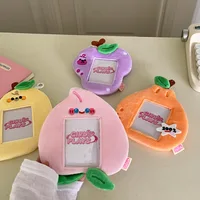 MINKYS Kawaii Fruit Series Fluffy 3 inch Kpop Photocard Holder Photo Card Holder Bag Pendant School Stationery 2