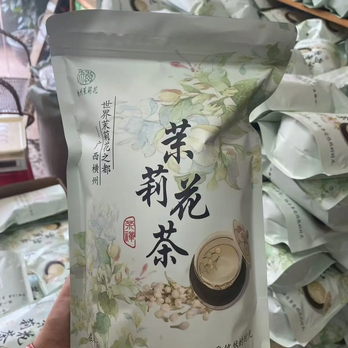 סט תה פרח יסמין קלאסי מסין עם שקיות רוכסן 250 גרם / 500 גרם תה ירוק אולונג פרח יסמין שקית אלומיניום ניתן למחזור ואטימה