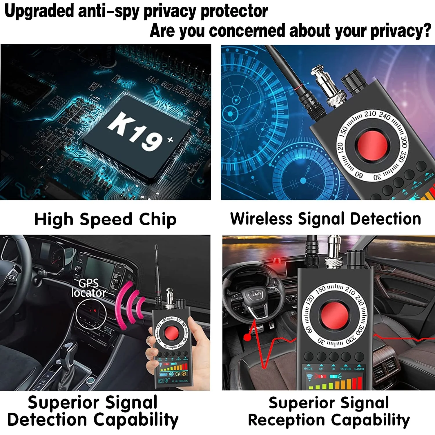K19 Eavesdropping Hidden Spy Camera Detector WIFI RF Wireless Gsm Signal Wiretapping GPS Tracker Cam Detect Mini Bug Finder K18