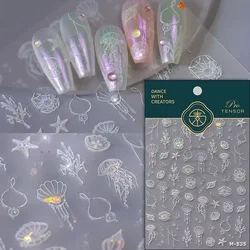Shimmering Summer Seashell and Starfish Nail Stickers Set (M535)