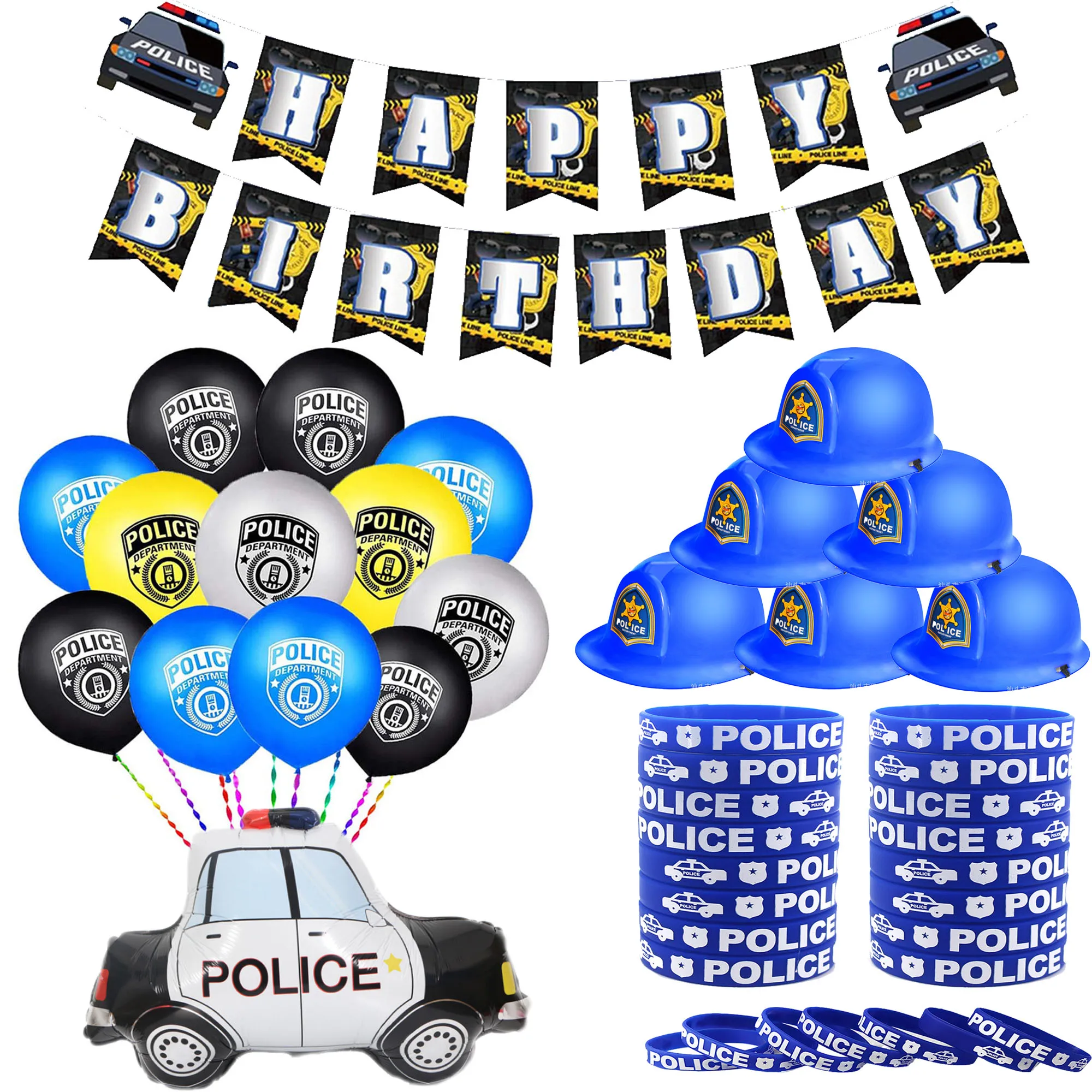 Polizei-Geburtstagsparty-Dekoration, Polizei-Themen-Kuchenaufsatz, alles Gute zum Geburtstag, Kuchendekoration, Babyparty, Polizei, Ruhestand, Partyzubehör – Detail 1