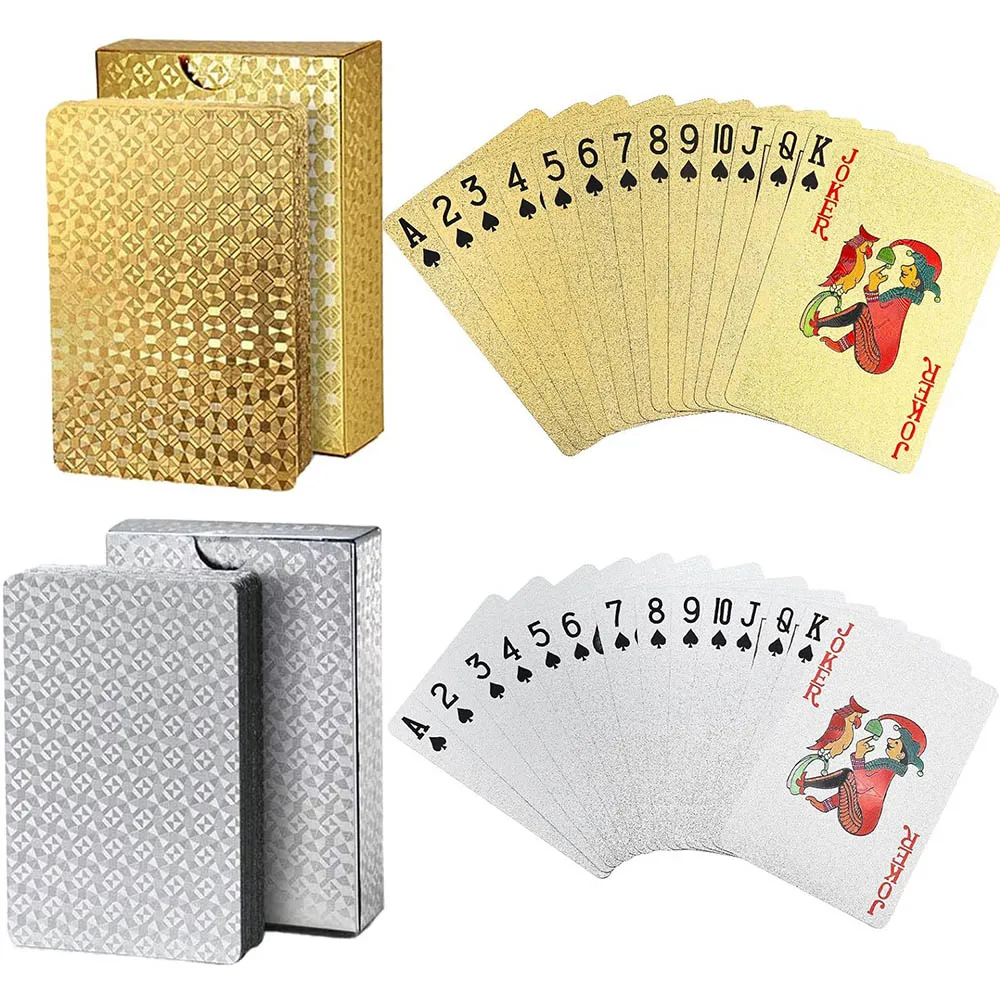 Playing Cards Waterproof Gold Plastic Poker Cards Novelty Poker Game Tools for Board Game Family Party Outdoor Entertainment playing cards plastic playing cards