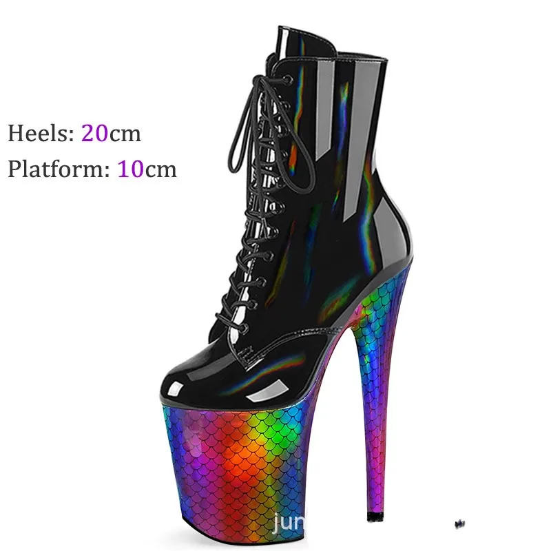 Waterproof platform fishscale color, pole dancing ankle , 20cm high heels nightclub model performance shoes dance shoes