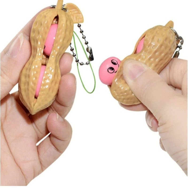 Fidget Toys Edamame Squishy Keychain Stress Relief Squeeze Peas Beans Adult Toy Decompression Pack