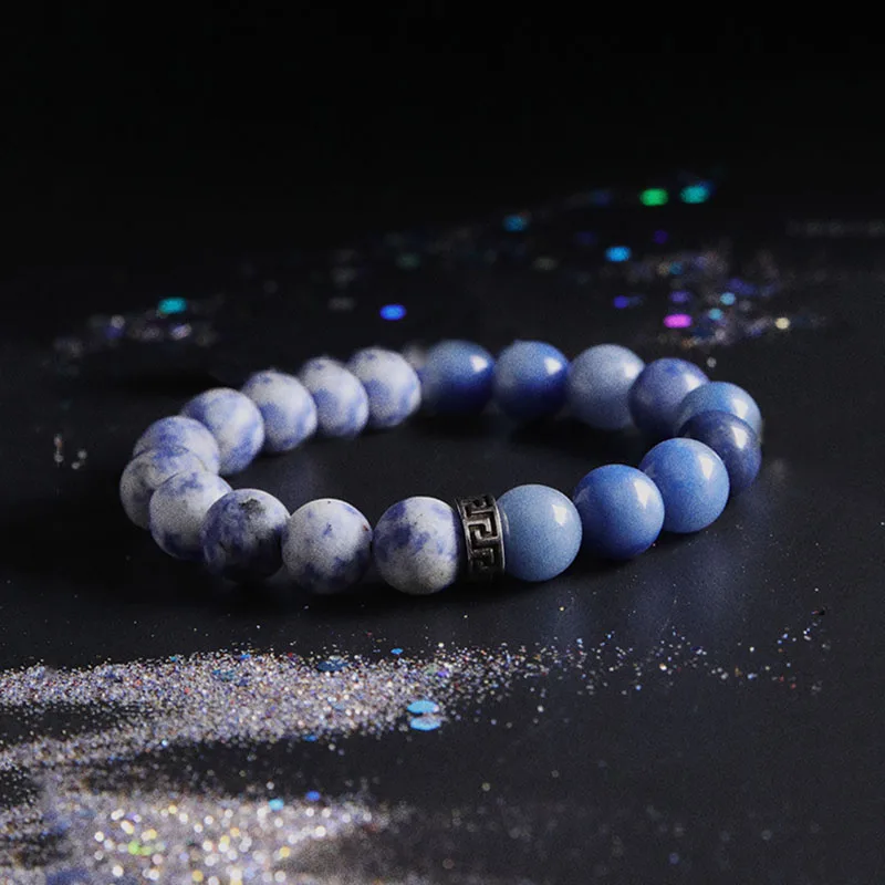 White Marble Gemstone bead bracelet Men Stretch 10mm - 8 inch