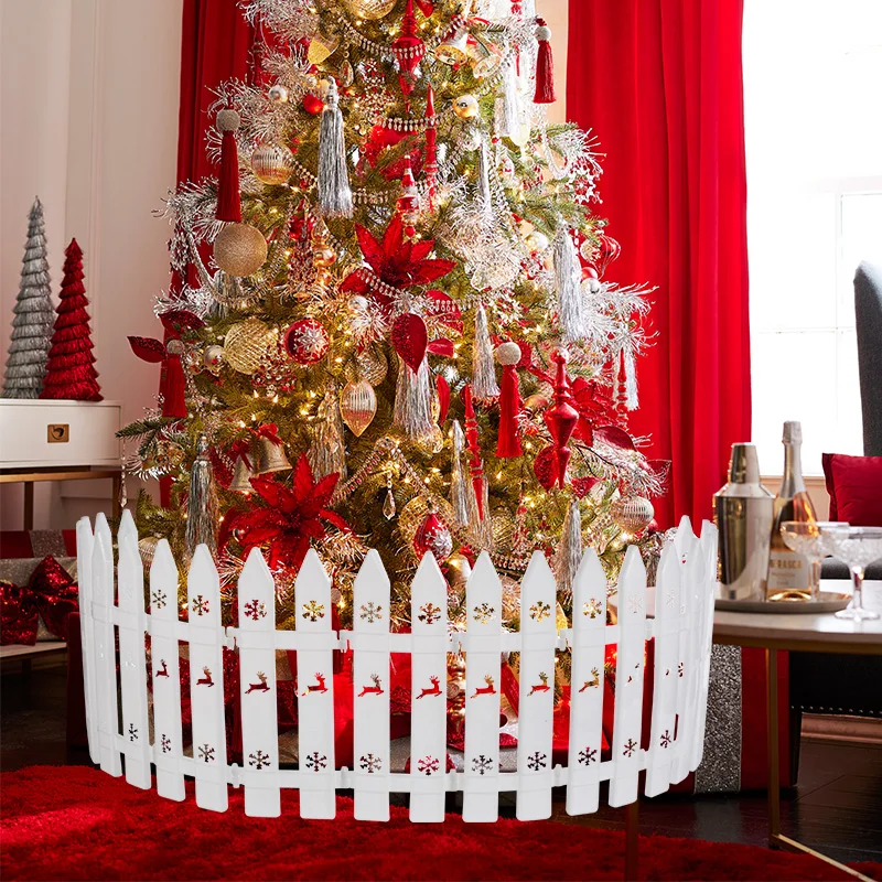 Soaoo 36 Pieces Christmas Picket Fence 30cm Plastic Christmas Tree Fence Candy Red White Picket Fence Garden Decoration For Christmas Pet Home Indoor