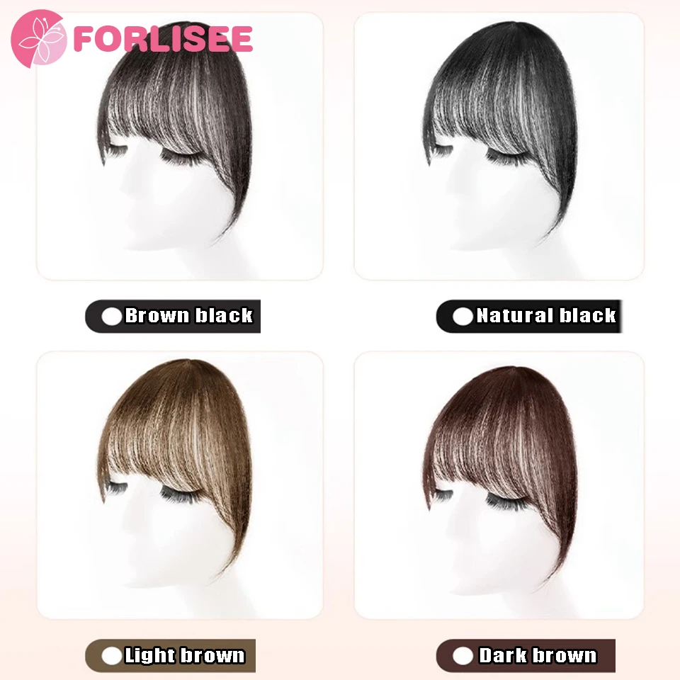 FORLISEE Synthetic Air Bangs Wig For Women 3D Fake Bangs Natural Forehead Full Bangs Wig Piece Replacement Wig