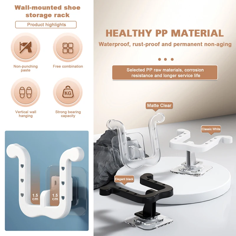 Shoe Rack 1-5 PCS Slippers Rack Bathroom Simple Slipper Hook Toilet Drainage Rack Wall Mounted Bedroom Neat Storage Shoe Drying