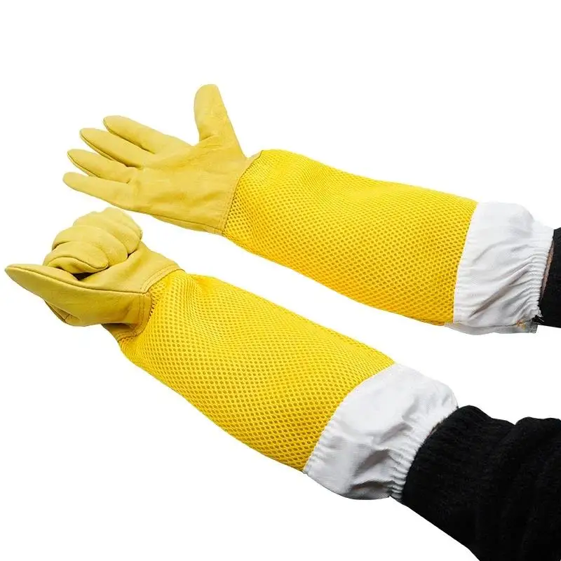 1 Pair Beekeeping Gloves Beekeeper Protective Sleeves Breathable Anti Bee/Sting Sheepskin Long Gloves Apiculture Tools