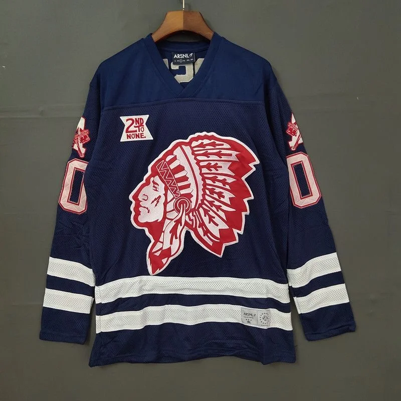 

Random Number Blue Ice Hockey Jersey Sport Embroidery Jersey Long Sleeve Sweatshirts Loose Pullovers Shirt