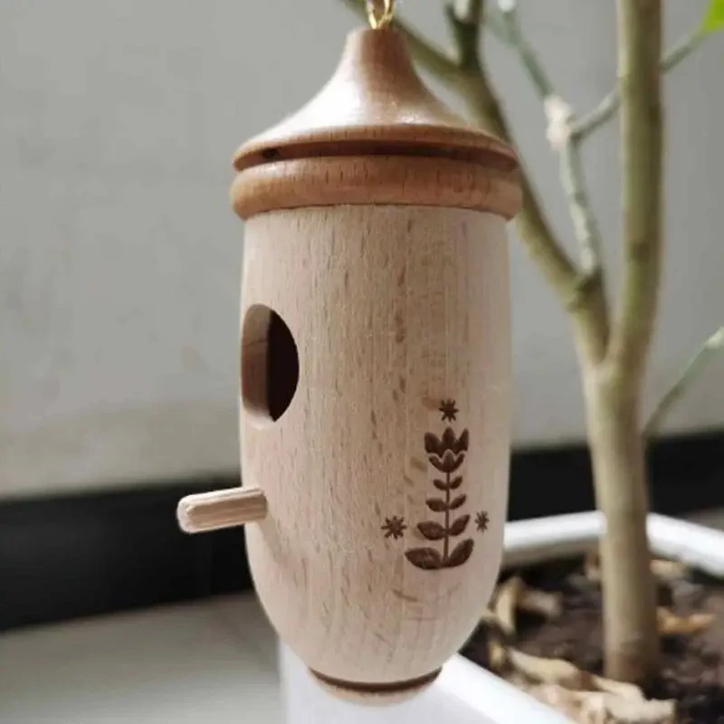 Bird House Wooden Hummingbird House Wild Bird Outdoor Hanging Feeder Garden Yard Decoration