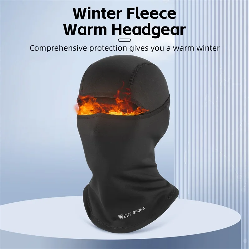 WEST BIKING Autumn Winter Windproof Warm Headgear Thermal Cycling Balaclava Full Face Mask Skiing Outdoor Motorcycle Riding Gear
