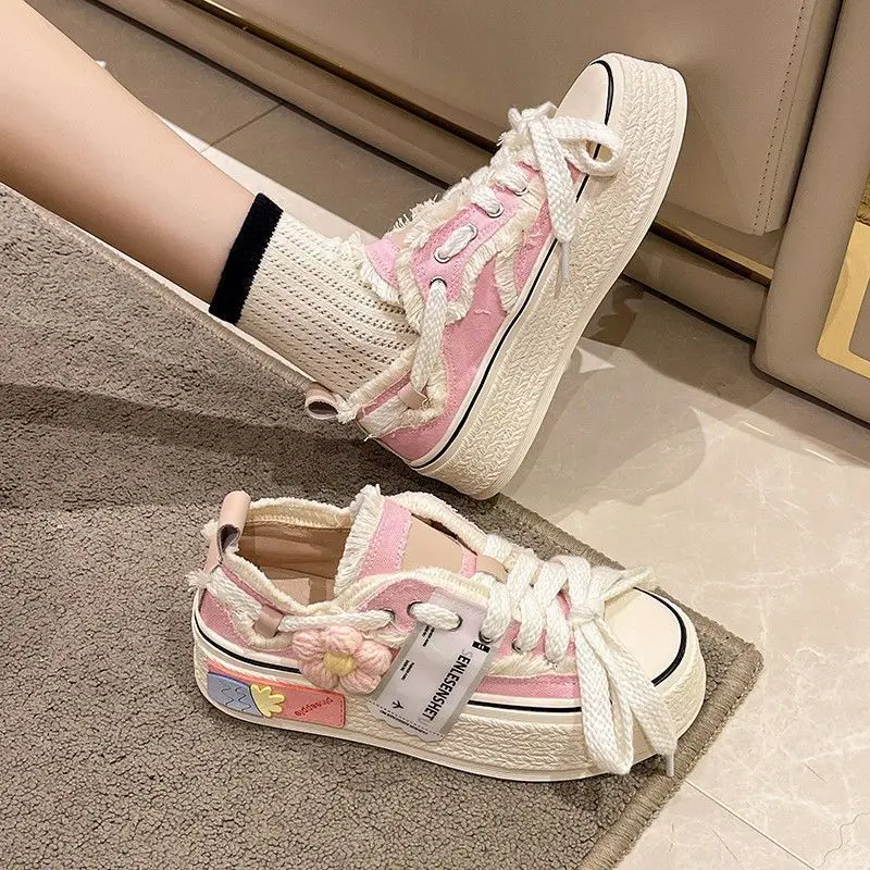 Canvas Shoes for Women Sneakers New Breathable Floral Platform Shoes Summer Fashion All-Match Woman Sneakers Schoenen Dames