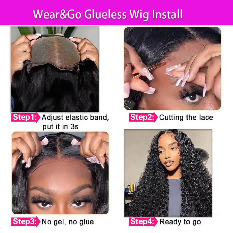 Water Wave Glueless Wig Pre-Cut Lace Wig Pre-Plucked Natural Wave Wear Go Glueless Curly Human Hair Wigs For Women On Sale