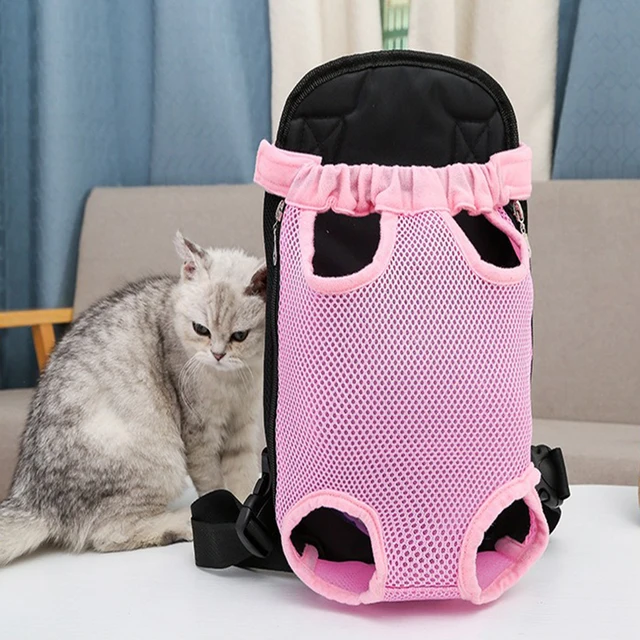 Breathable Cat/Dog Carrier Backpack, Portable Travel Pet Shoulder Bag with Chest Strap, Durable & Hands-Free 2
