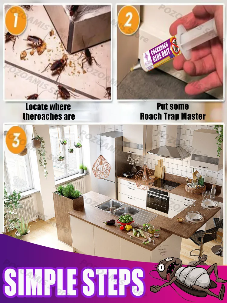 Pozoamis Cockroach Gel Bait Effective Pest Control Kill Cockroaches Long Lasting Formula Safe Indoor Home Application Non Toxic