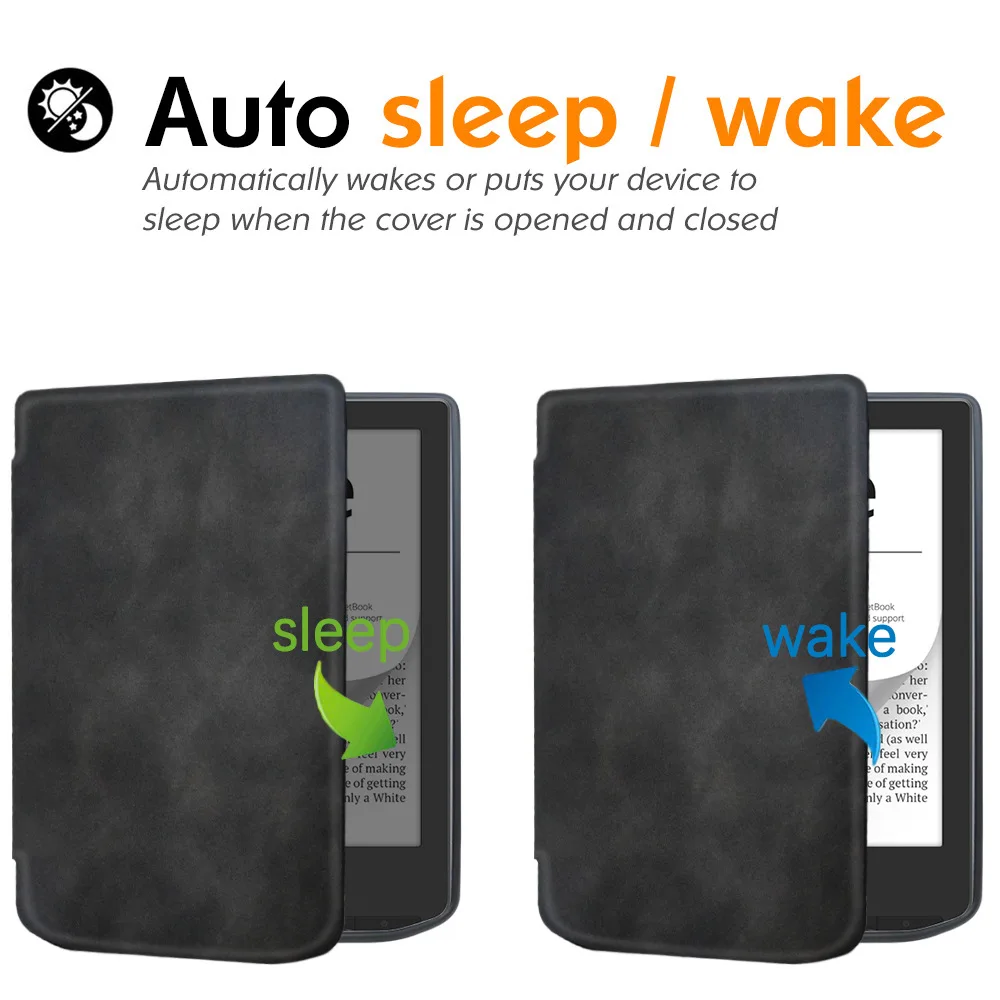 Premium Soft PU Leather E-Book Case with Smart Auto Wake Sleep and Magnetic Protective Shell (6'' Screen)