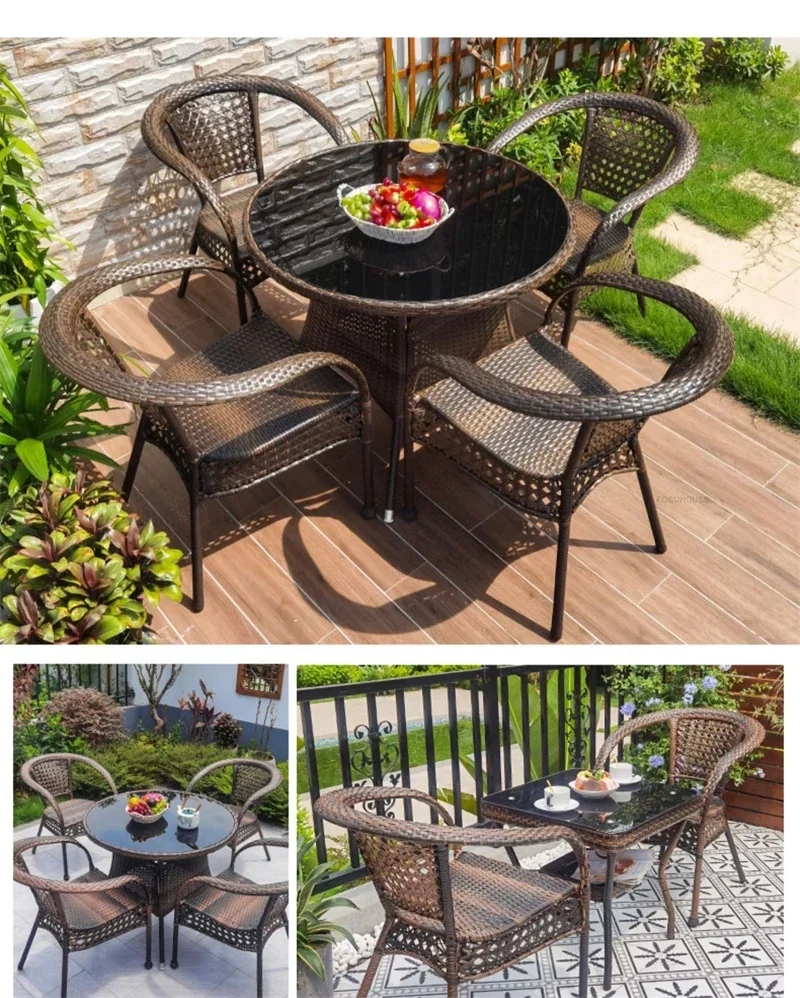 Nordic Patio Outdoor Furniture Set Leisure Balcony Tea Table and Chair Courtyard Outdoor Table and Chair Garden Furniture Sets Y