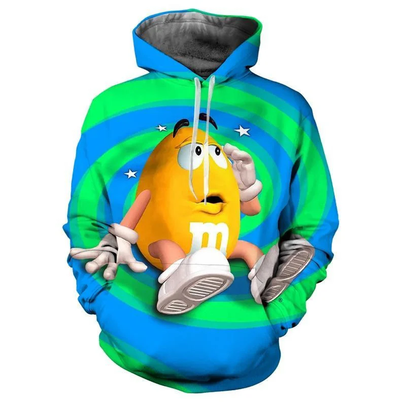 

M&M Chocolate Bean 3d Print Hoodie Fashion Casual Funny Cartoon Sweatshirt Men Street Hip-hop Pullover Long Sleeve Hoodies