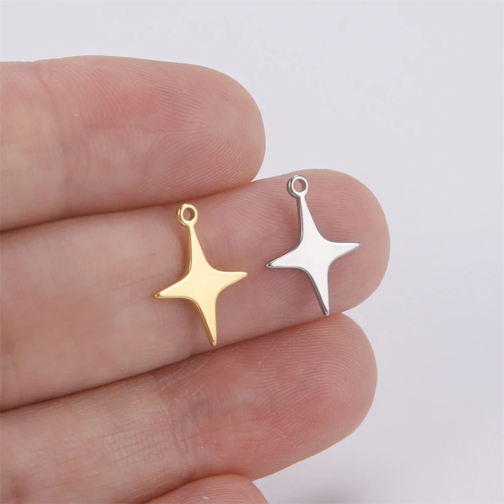 5 Stück Edelstahl Vierzackiger Stern Tiny Charms Anhänger für Schmuckherstellung Halskette Armband Ohrringe Zubehör DIY Geschenke – Detail 5