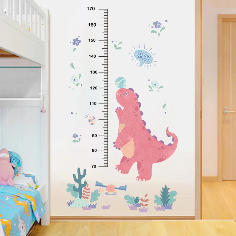 

Animals Naughty Dinosaur Height Measurement Ruller Wall Stickers for Kids Room Baby Room Decoration Wall Decal Nursery