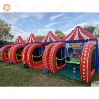 Inflatable Carnival Games Soccer Dart Knock Down Basketball For Outdoors Party, Inflatable Activities With Blower For Kids