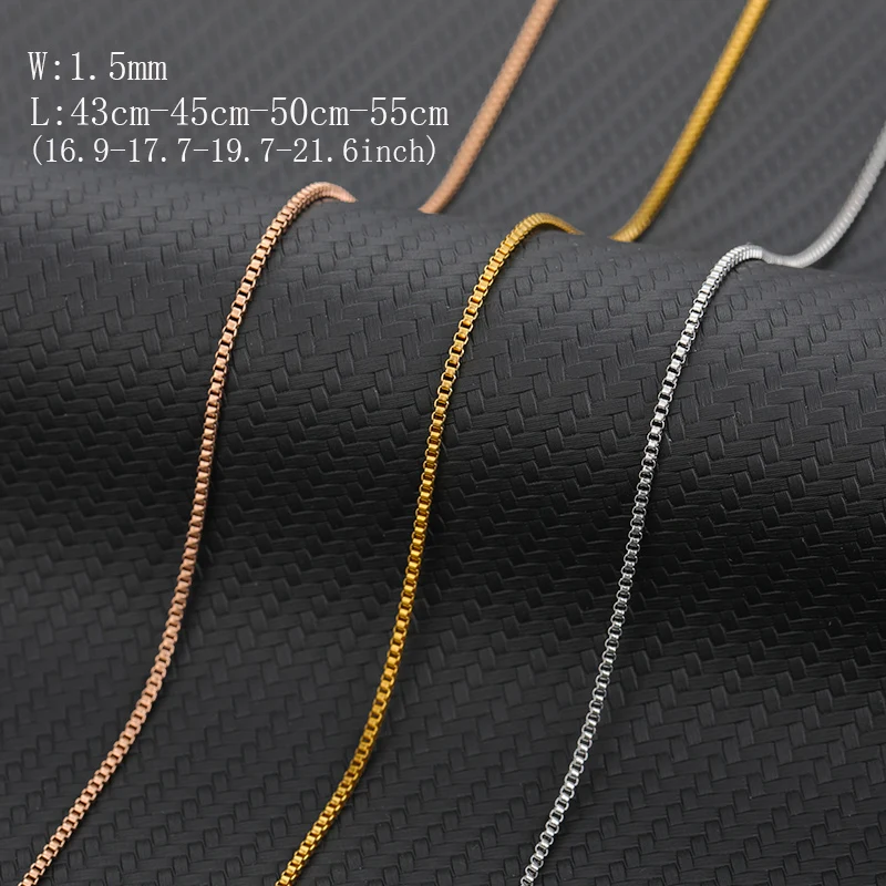 1.5mm Slim Box Chain Stainless Steel Color Thin Necklace 17-21inch Collares  Jewelry Making Pendant Necklace Accessories - AliExpress