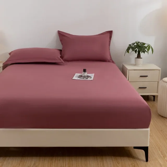 1PC imperméable à l'eau peau douce glaçage couleur unie bonnet de lit housse anti-poussière drap de couverture de matelas (fourreau d'oreiller et noyau d'oreiller non inclus) 4