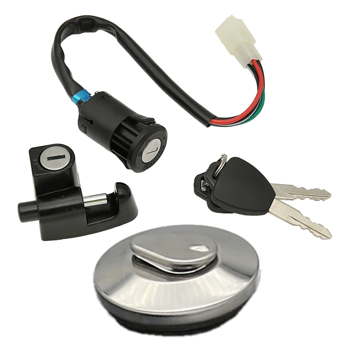 4 Wire Ignition Lock Fuel Tank Cap Helmet  Anti-theft  Kit Universal for Honda Monkey Z 50 Z50 Ape Aluminum Alloy aluminum alloy electric ignition switch ignition lock metal sticker for honda wuyang dreams jia yu 110t wh100t 125t modified car