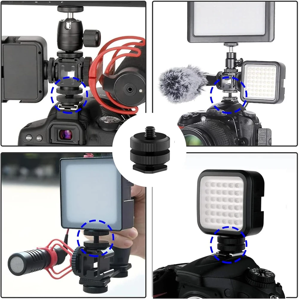 Aluminum Alloy Hot Shoe to 1/4" Adapter Hot Shoe Mount Flash Holder For GoPro Hero insta360 DJI Osmo Digital Camera Fill Light
