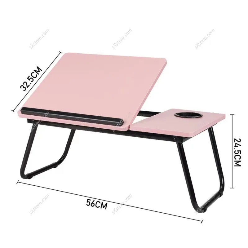 Folding Laptop Desk On The Bed 5 gear Lifting Adjustable Laptop Table with Cup Holder Simple Computer Desk For Working Reading images - 6