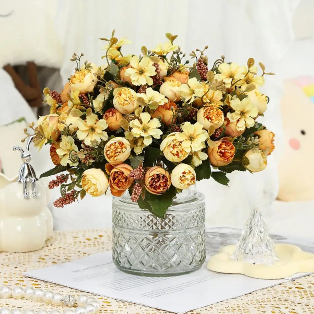 

30cm Artificial Flower Simulation Rose Realistic Faux Silk Flower Peony Bouquet Table Arrangement For Home Wedding Decoration