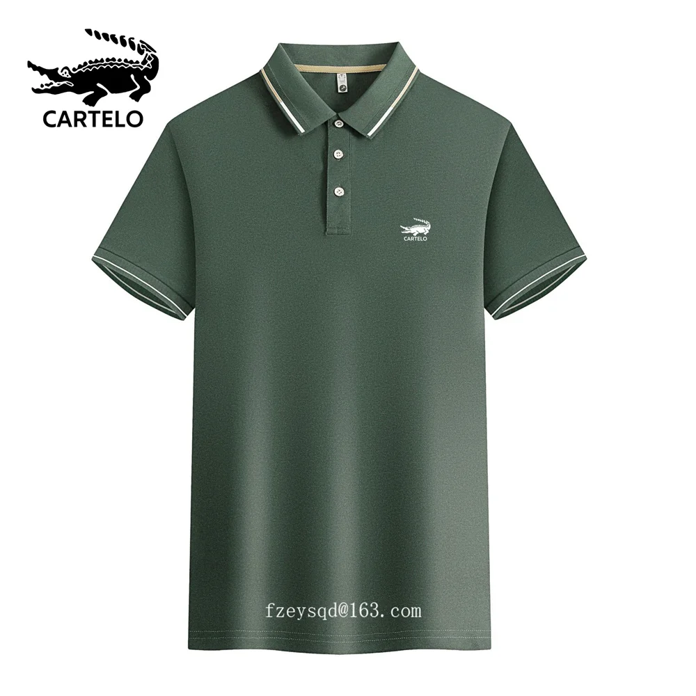 

2024 Summer CARTELO Printed Men's Casual T-shirt Luxury high quality brand men's lapel short sleeve breathable POLO shirt top