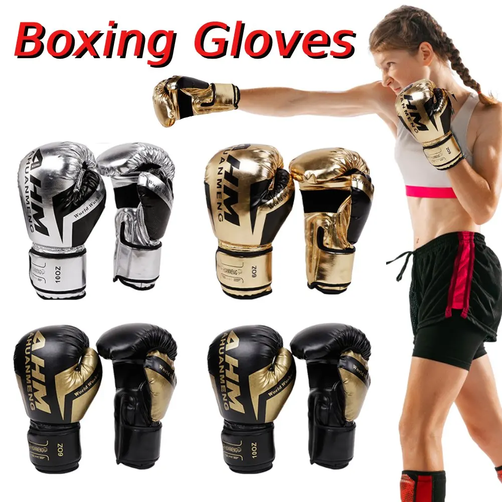 Muay Thai Competition Gloves PU Leather Sponge Professional Boxing Gloves Training Mitts Breathable Sanda for Kids Adult