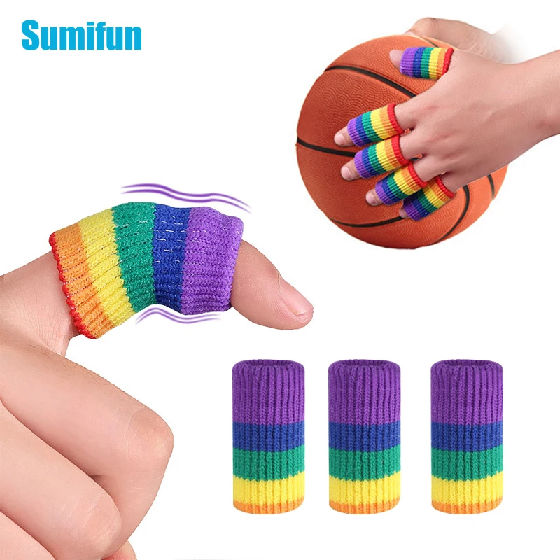 10Pcs Rainbow Finger Sleeve Knitted Elastic Protective Case Outdoor Basketball Volleyball Prevent Injuries Hand Protection Tools outdoor security camera cover for eufycam 3 camera suitable for eufy3 drop protection case
