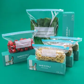 Sac à fermeture éclair réutilisable, sac de rangement Transparent de qualité alimentaire avec fermeture éclair, récipient en plastique de scellage, congélateur de voyage, cuisine de Camping 1