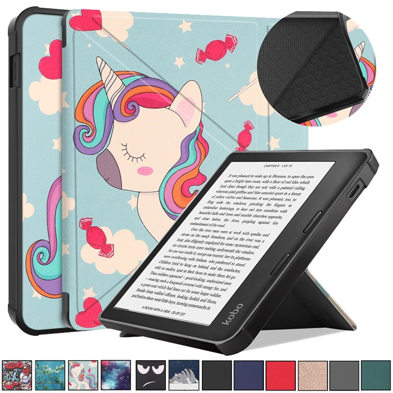 para Funda Kobo Libra Libra2 Case 2023 Bonito Unicórnio Gato Pintado Magnético Inteligente Capa para Kobo Libra 2023 com Auto Sono Wake