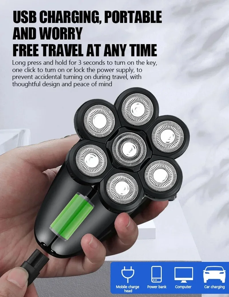 Electric Shaver For Men 5-in-1 Rechargeable Beard Trimmer Head_voghion.com