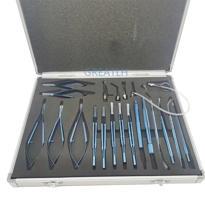 21PCS Titanium Alloy/Stainless steel Eye Ophthalmic Set Instrument Eye Micro Tweezers Scissors Needle Holder Set Surgical Tools ophthalmic tool surgical instruments
