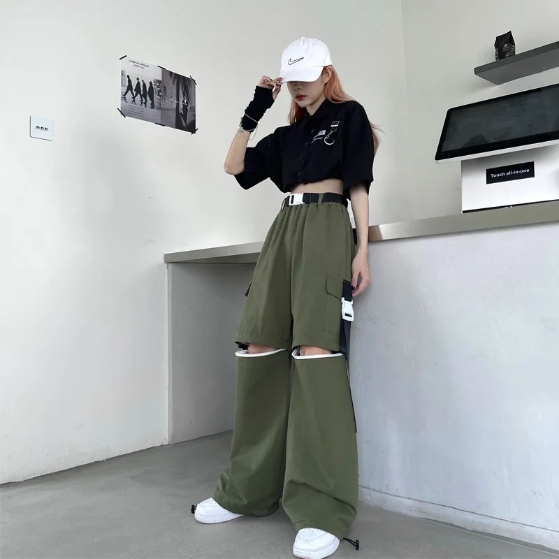 

Women's Y2K High street cargo pants 2023 new Ins ripped straight leg pants multi-pocket casual fashion high waist cargo pants