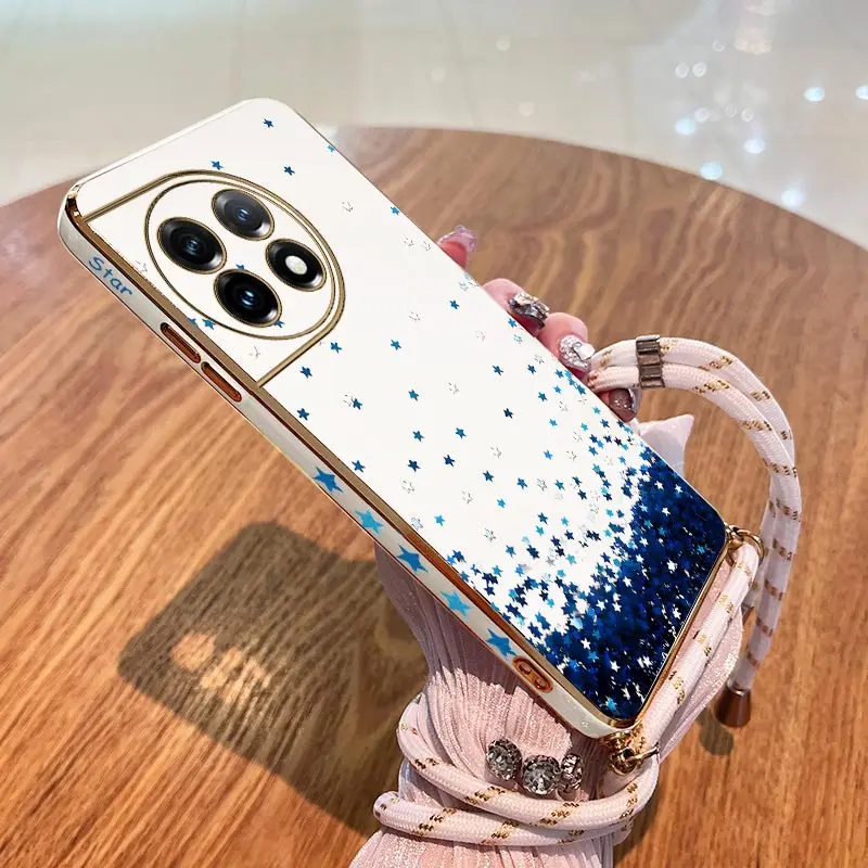 Blue Star Sky Lanyard Plating Phone Case Cover