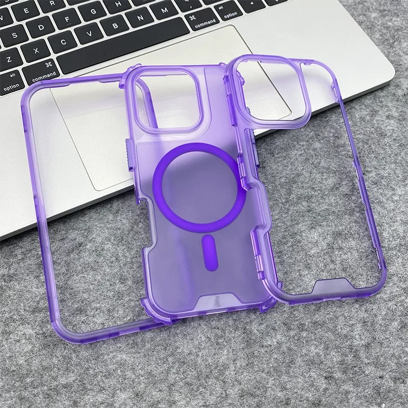 Neon Color Bumper Shockproof MagSafe Phone Case For iPhone 17 16pro max 14 15 Pro 13 11 12 Wireless Charging Frosted Armor Cover 3